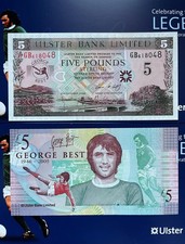 Set of 2 Commemorative George Best £5 Notes UNC consecutive numbers uncirculated