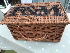 small vintage wicker F&M Hamper