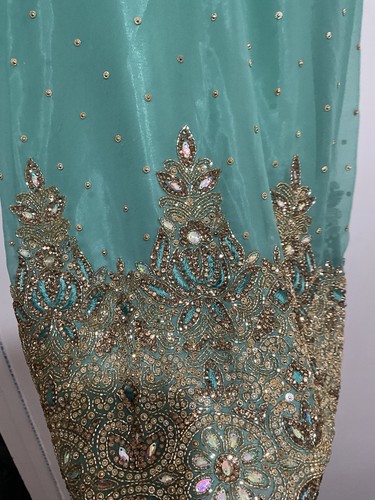 Turquoise embroidered asian - embroidered,