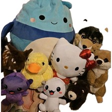 JOBLOT BUNDLE PLUSH TEDDY BUNDLE SQUISHMALLOWS HELLO KITTY SLOTH BEAR WOLF ..