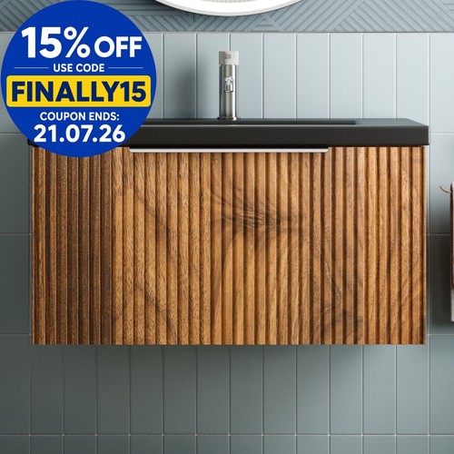 Fluted 800mm bathroom - fluted, vanity