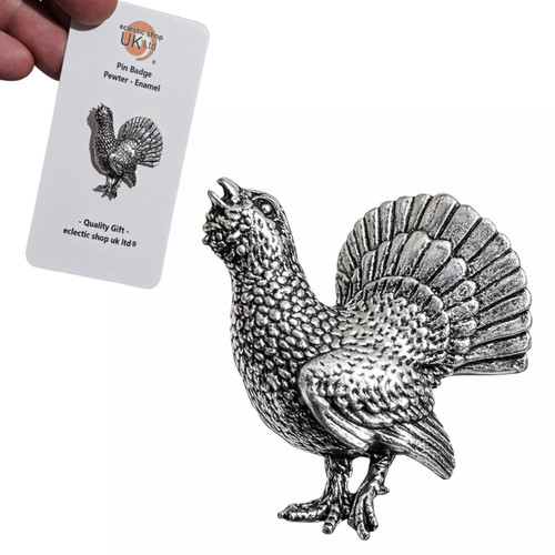 Capercaillie pin badge - capercaillie, pewter