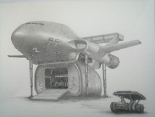 THUNDERBIRD 2 TB2 elevator car signed original pencil drawing gerry anderson 