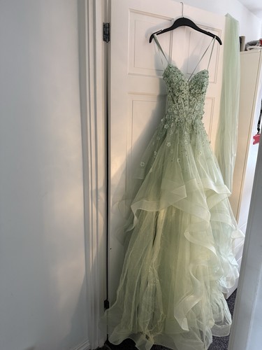 Mint green floral ball - mint, gown