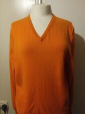 HAWICK CASHMERE PURE CASHMERE VEE NECK SWEATER - 42 INCH - ORANGE - HARDLY WORN 