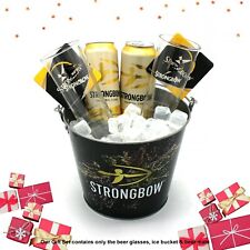 Strongbow Glass Gift Set -Official 2 Foil Logo Pint Glass Ice Bucket 2 Beer Mats