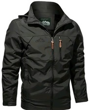 Black Outdoors Coat Multi Pockets Large Camping Hikes Walking Fishing Waterproof