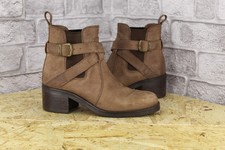 TAN NUBUCK LEATHER PULL ON CHELSEA BOOTS SIZE 5 / 38 RUSSELL & BROMLEY GOOD USED