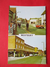 Warminster Rd & High St.-WESTBURY-1960s Postcard