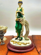 ART DECO FIGURINE REGENCY FINE ARTS FLAPPER LADY GREEN DRESS 1920'