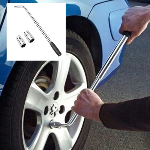 Extendable wheel lug - wheel, wrench