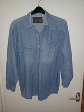 Vintage Armani Jeans Denim Pop Button Shirt Size XL 40-42 Chest (GA1)