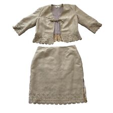 Kaleidoscope Suedette Soft Chic Scalloped Skirt 2 Piece Suit UK Size 14