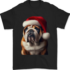 Christmas British Bulldog Union Jack Xmas Dog Mens T-Shirt 100% Cotton