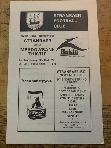 Stranraer meadowbank thistle - meadowbank,