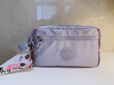 NEW Kipling Amalfi Toiletry Bag Carry Handle Large Cosmetic Case Metallic Purple