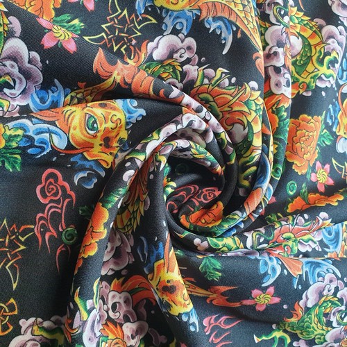 Dragon tattoo print polyester - dragon,
