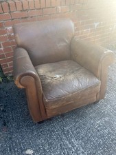 Two laura ashley brown leather chairs