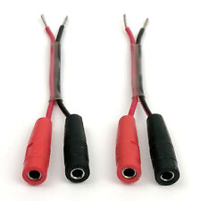 2 x SPEAKER WIRE Female 4mm Inline BANANA JACKS to BARE WIRE Cable Adaptor Leads