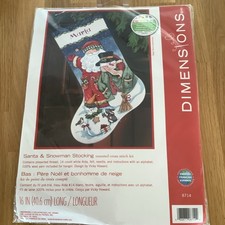 Dimensions Santa & Snowman Christmas Stocking Counted Cross Stitch Kit