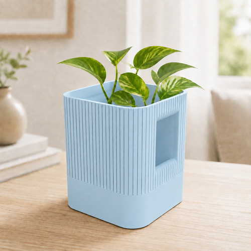 Aura ribbed square plant - square,
