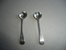 Pair. William Aitken Birmingham. Hallmarked Solid Silver Mustard Spoons. 12.84g.