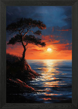 Sunset Seascape with Tree