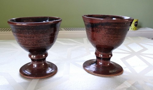 Two handmade pottery goblets - two,