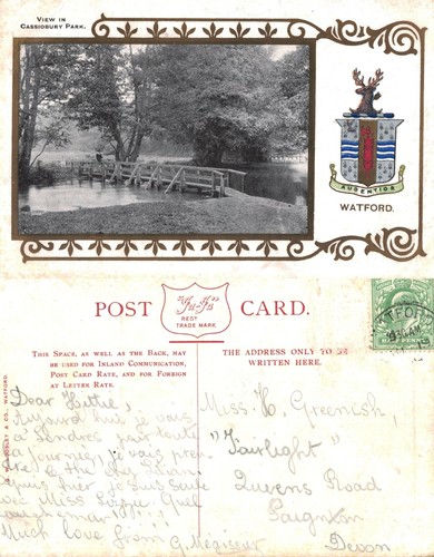 Vintage postcard cassiobury - -,
