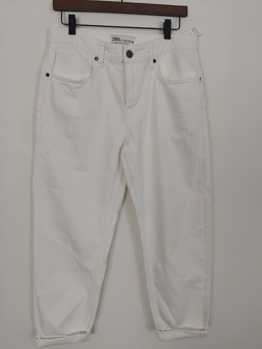 Zara white cotton high - , waist