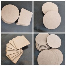 10x Wooden MDF Plain Coasters 10cm Craft Blanks Square Circle Shapes