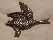 Vintage Brass Flying Goose / Duck Wall Hanging approx 5 ins tail to beak