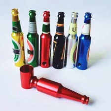 2 metal beer bottle pipes