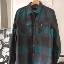 Men’s Spyder fleece Lined Over Shirt Size L  Checked Green & Black