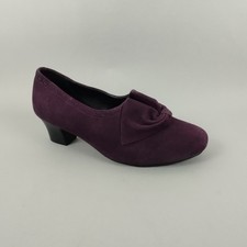 Hotter Donna Shoes Womens 5 Purple Suede Leather Court Low Heels Smart Dance 50s