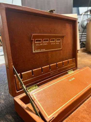 Vintage leather storage box - storage,