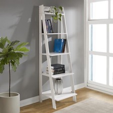 Corona Bookcase Ladder Back Distressed White Wax Solid Pine Shabby Chic