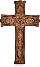 Handmade Wooden Wall Cross - Antique Rustic Religious Decor for Home