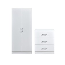 White 2 Door Double Wardrobe &