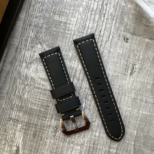 Black italian leather watch - black,