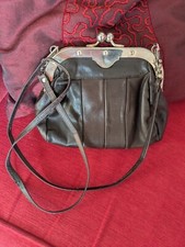 Vintage brown Faux Leather small bag / purse  with  ball snap clasp