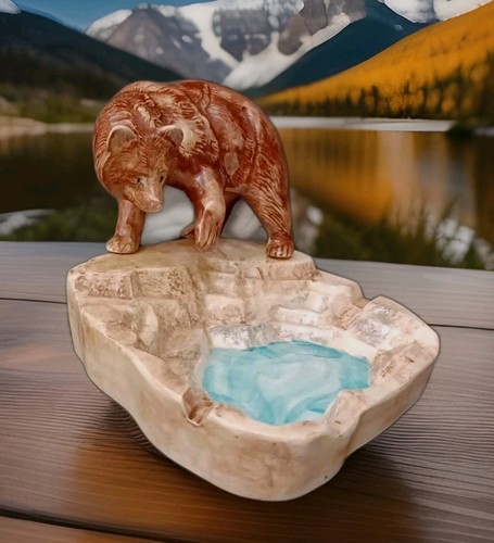 Vintage ceramic brown bear - ceramic,