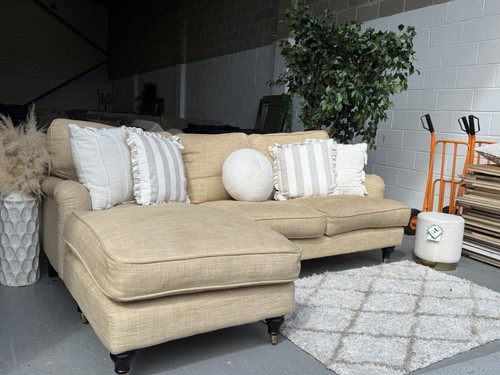Beige mustard corner chaise - corner,