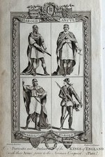 1794 English Kings Harold I, Canute II, Edward The Confessor, Harold II Print