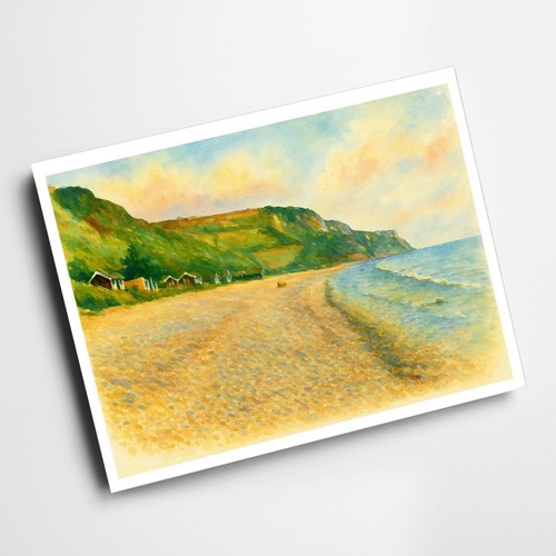 Print beach chalets - beach,