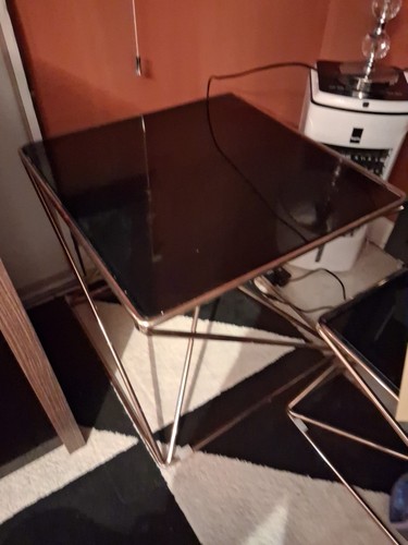 Black metal square glass side - metal,