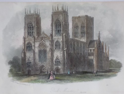 Old antique print - print, minster