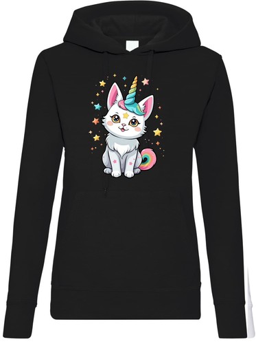 Ladies hoodie unicorn - unicorn, cat