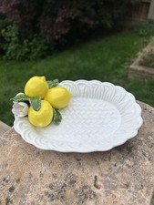 Vintage 1960’s 1970’s Italian Small Lemons Ceramic Bowl Dish Signed by Artist