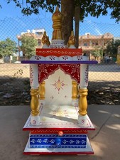 White And Red Puja Ghar Wooden